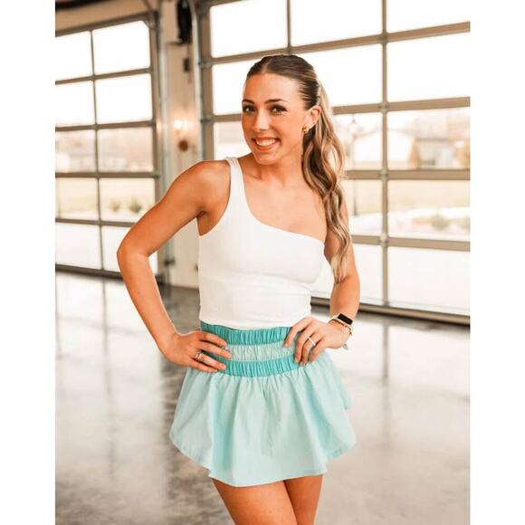 Peach Love Women’s Large Pink High Waist Color Block Sporty Skort - Picture 3 of 4